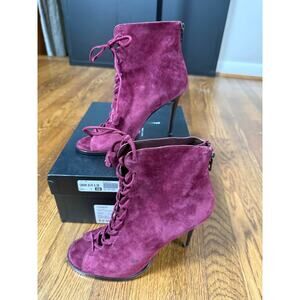 Coach Lena Luxe Suede Heeled Peep-toe Booties Size 8.5